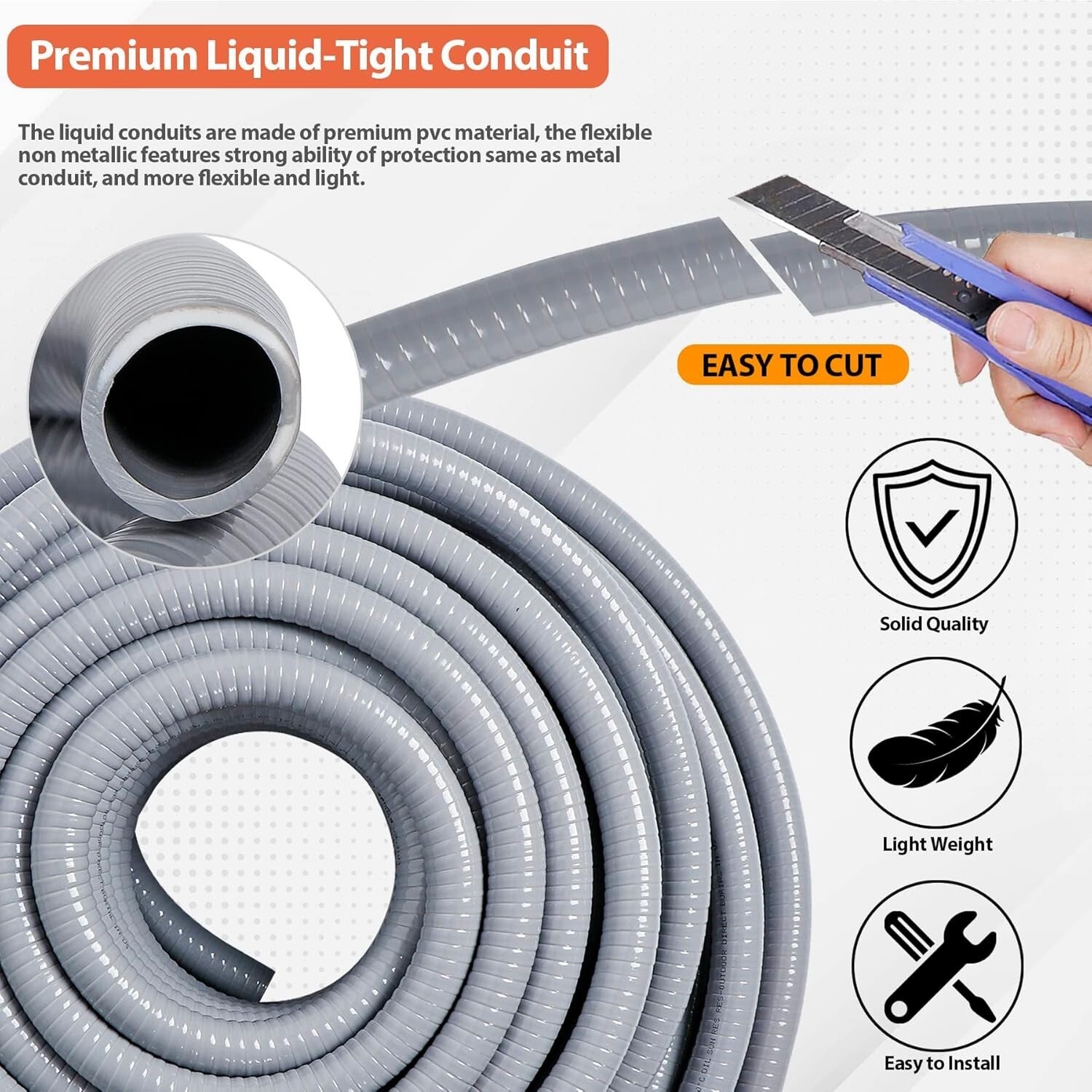Premium 1/2" Liquid-Tight PVC Conduit Kit for Versatile Electrical Installations