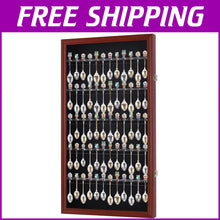 Load image into Gallery viewer, Compact Lockable 4-Tier Spoon Holder for Collectibles - Cherry Wood Finish