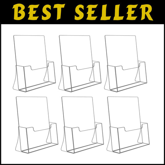 Multi-Option 6-Pack Acrylic Brochure Holders with Slanted Support - 8.5 in