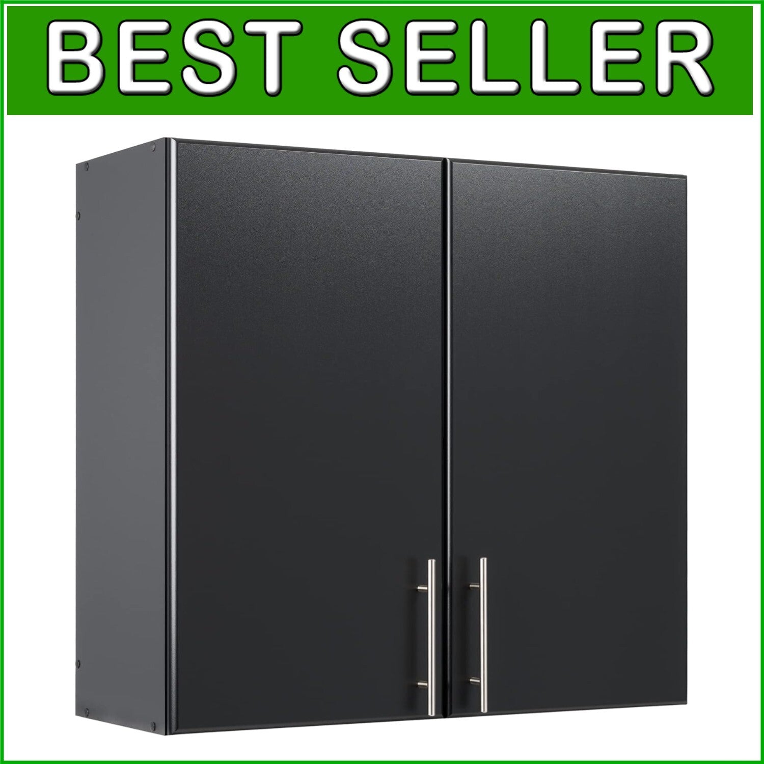 Elite 32-Inch Black Wall Cabinet: Stylish & Adjustable Storage Solution