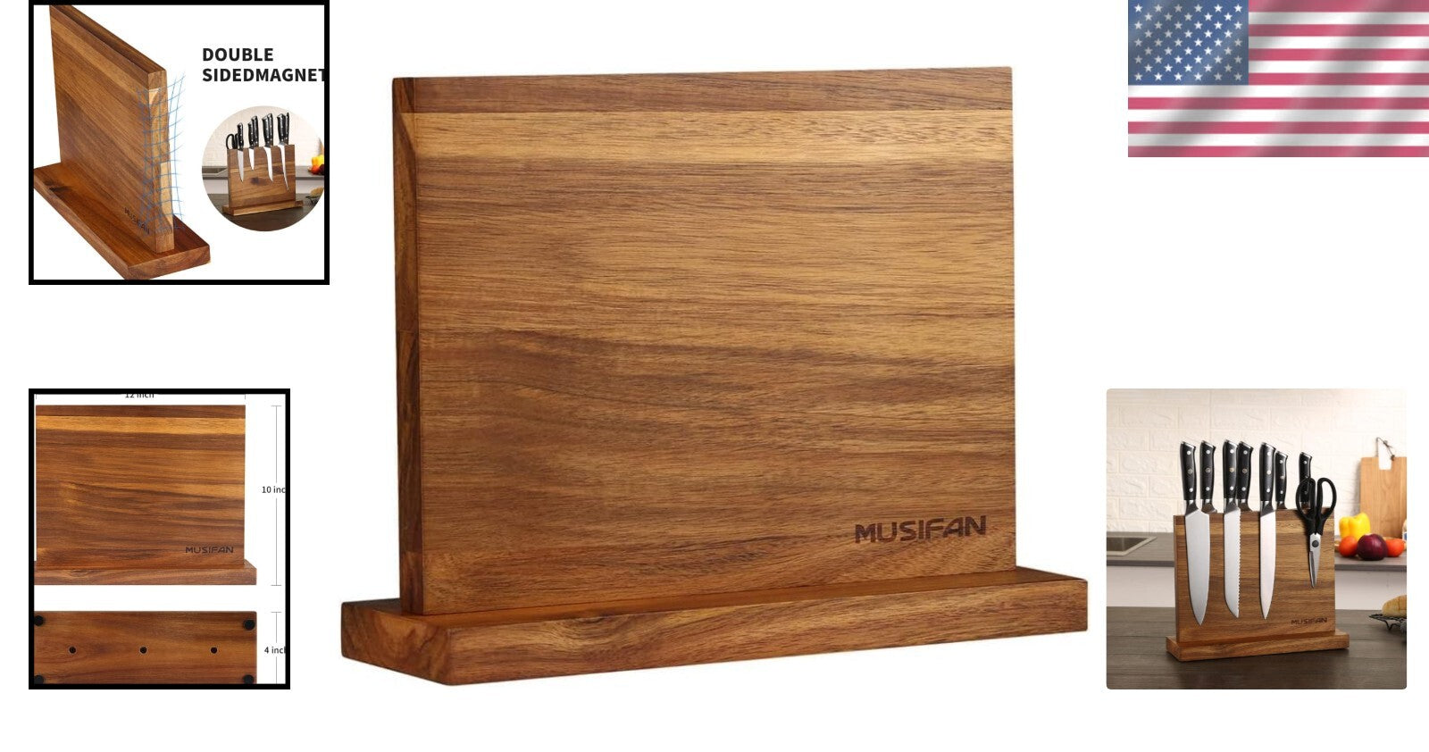 Stunning Acacia Wood Magnetic Knife Holder: Organize Your Cutlery with Style