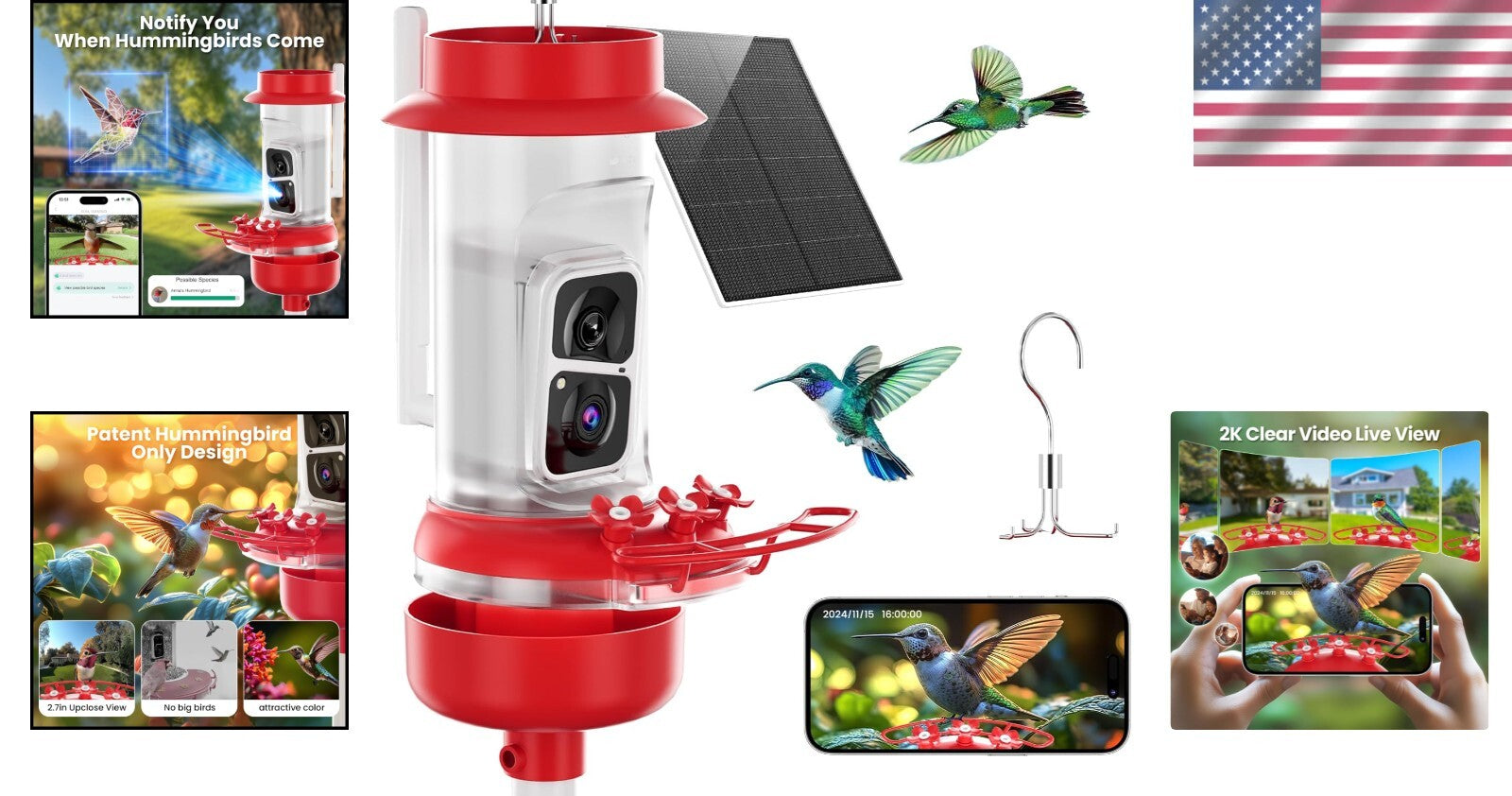 Bird Watching Camera Feeder with AI Species ID, Solar Power & Easy Clean Design