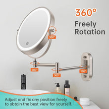 Load image into Gallery viewer, 8-Inch Lighted Bathroom Makeup Mirror - Double-Sided 1X &amp; 10X with Touch Dimming