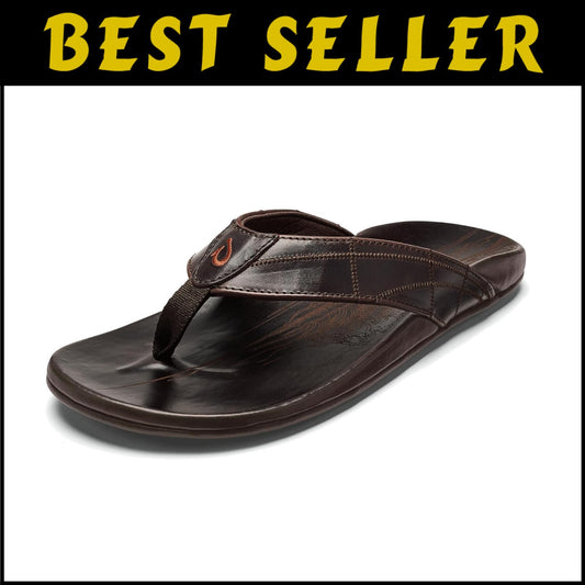 Lightweight Men's Sandals with Full-Grain Leather & Non-Marking Traction Pads