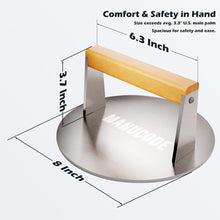 Load image into Gallery viewer, Large 8-Inch Griddle Press: Essential Tool for Searing Burgers, Steak, and More