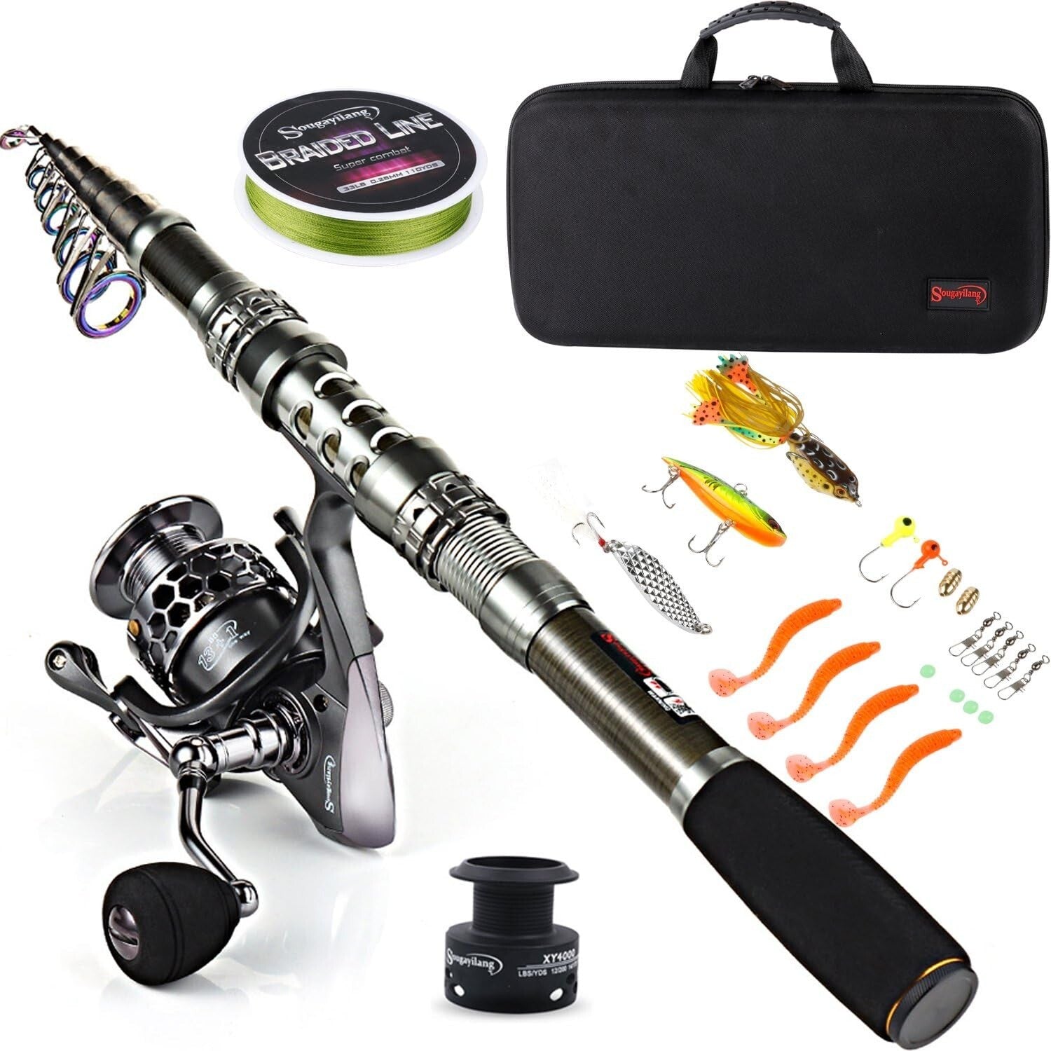 Versatile Fishing Pole & Reel Combo with Carrier Bag - Perfect for Bass & Trout