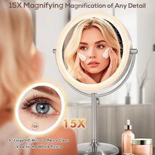 Load image into Gallery viewer, High-Definition 9" Rechargeable Makeup Mirror - Touch Dimmable &amp; Travel-Friendly