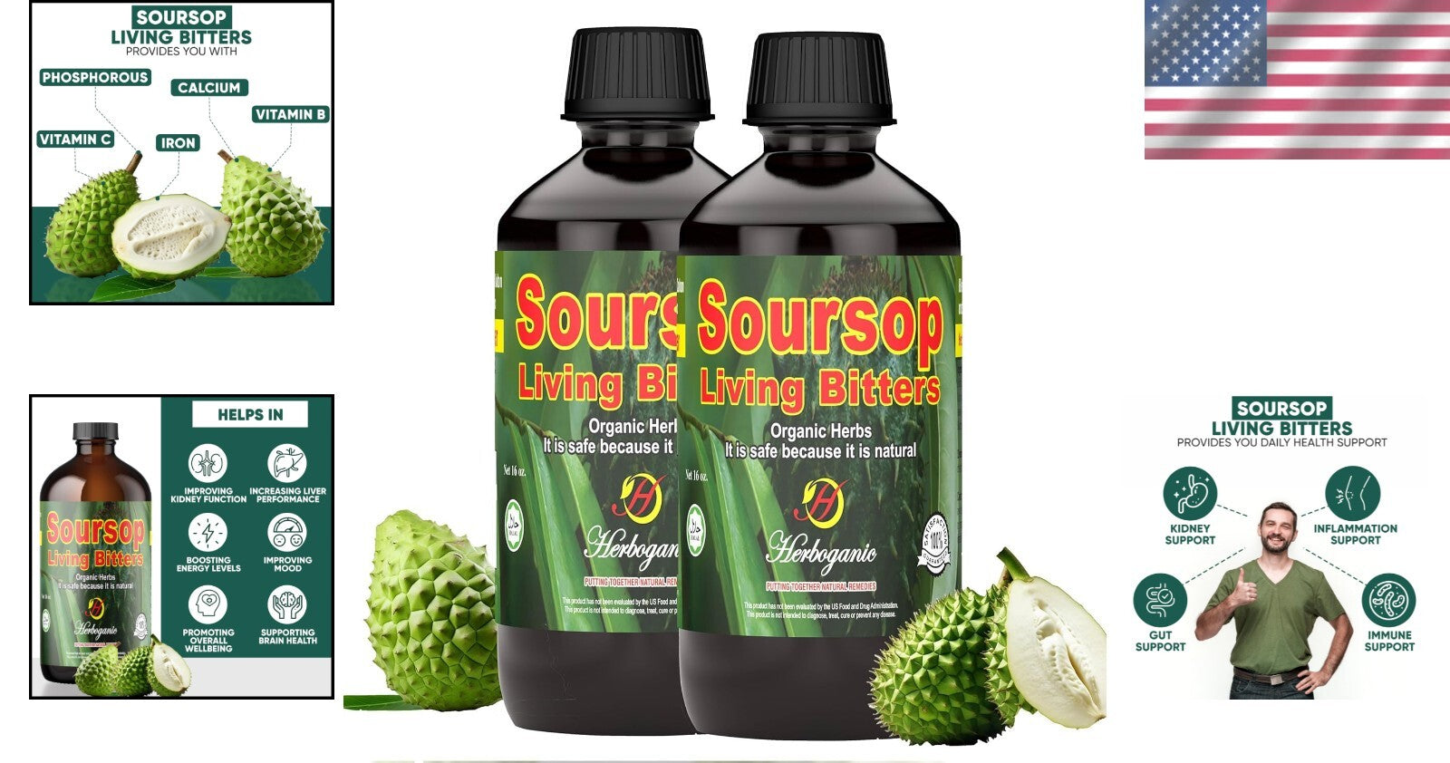 2-Pack Soursop Bitters for Digestive Health - Ideal for Wellness Enthusiasts