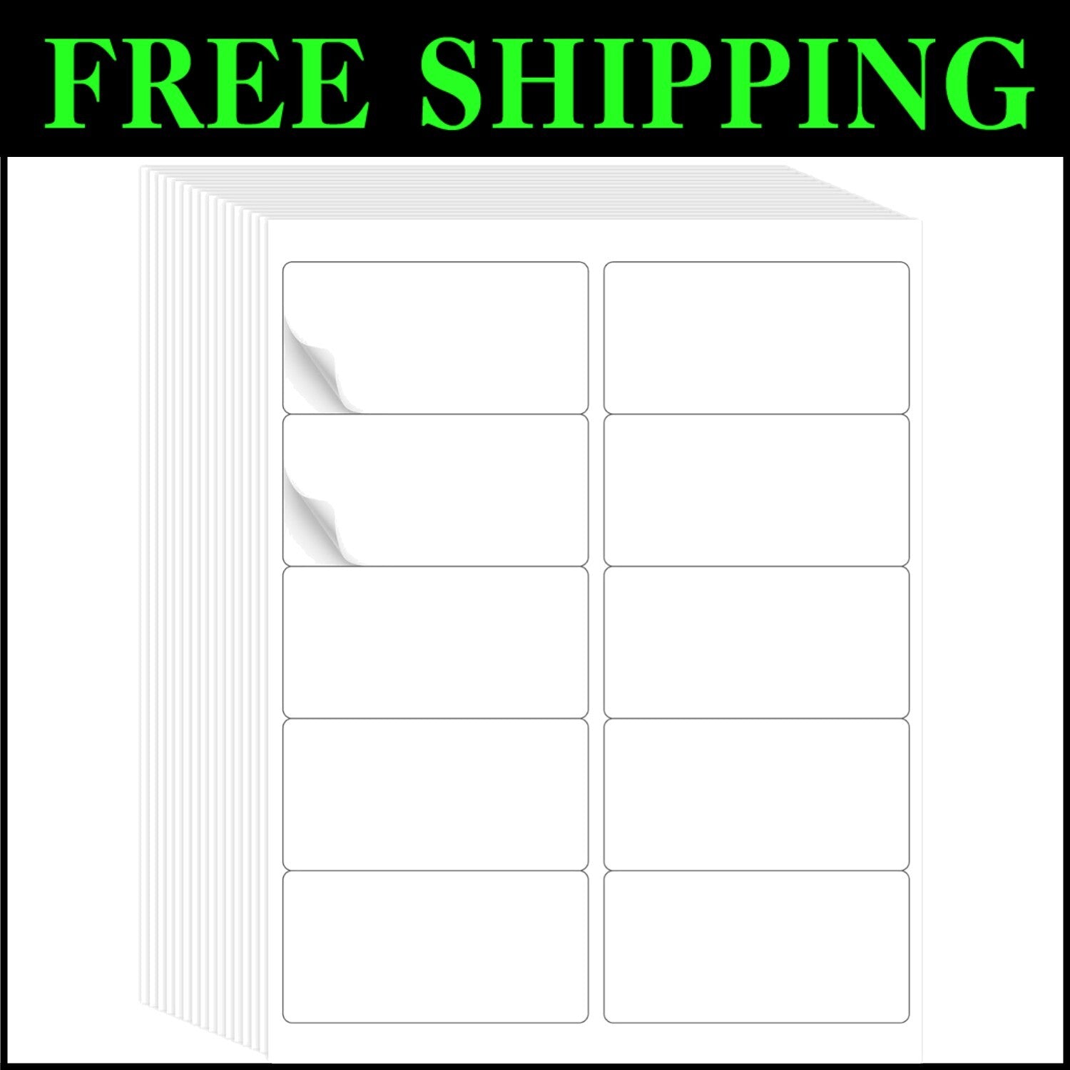 High-Quality 2" x 4" Label Stickers - 500 Sheets for Easy Inkjet/Laser Printing