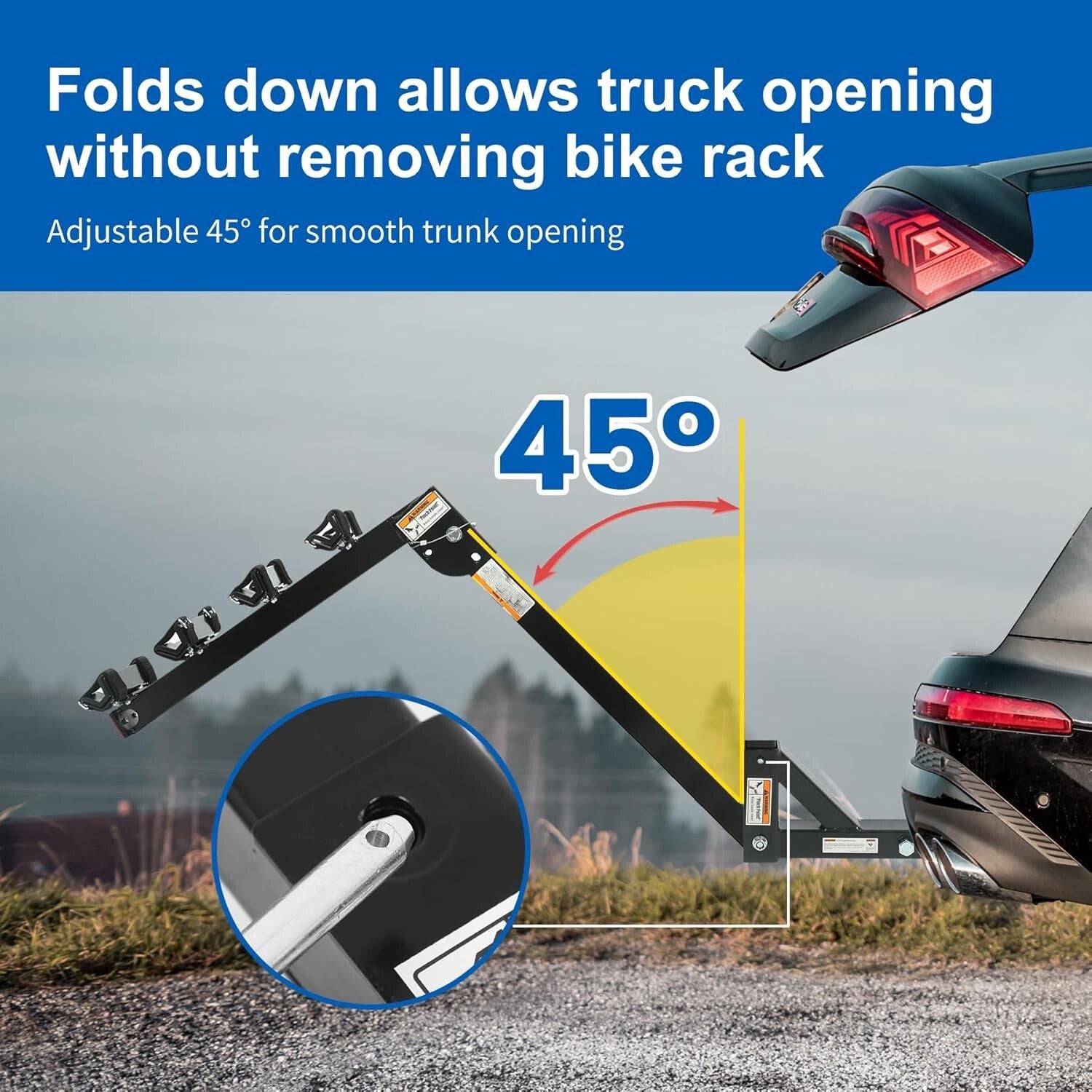 Durable Black Hitch-Mounted 4-Bike Carrier with Reflector - 150 lbs Capacity