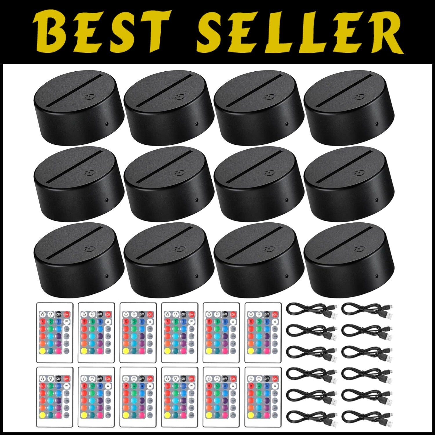 16-Color Remote Control LED Light Display Base for Acrylic Art - USB & Battery