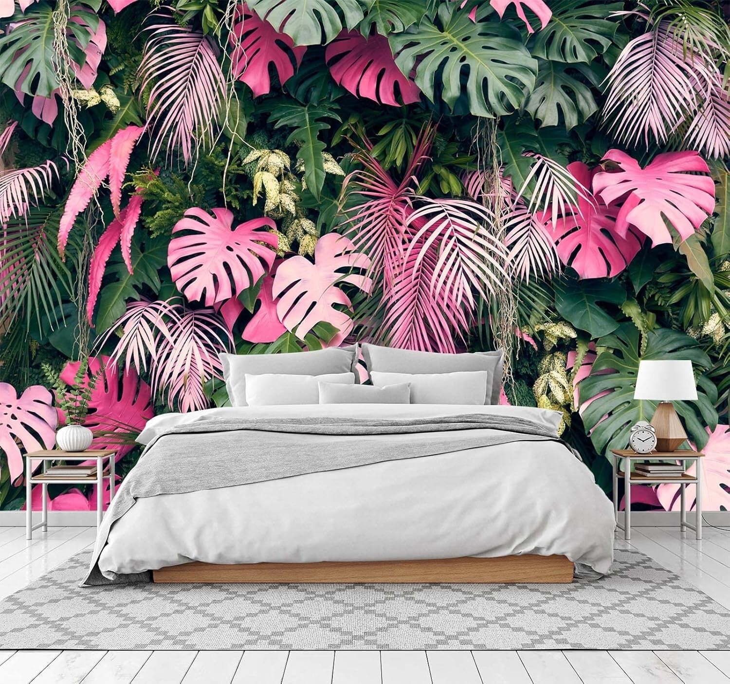 Stunning Silk Tropical Plant Mural Wallpaper - 158" x 110", Non-Self-Adhesive