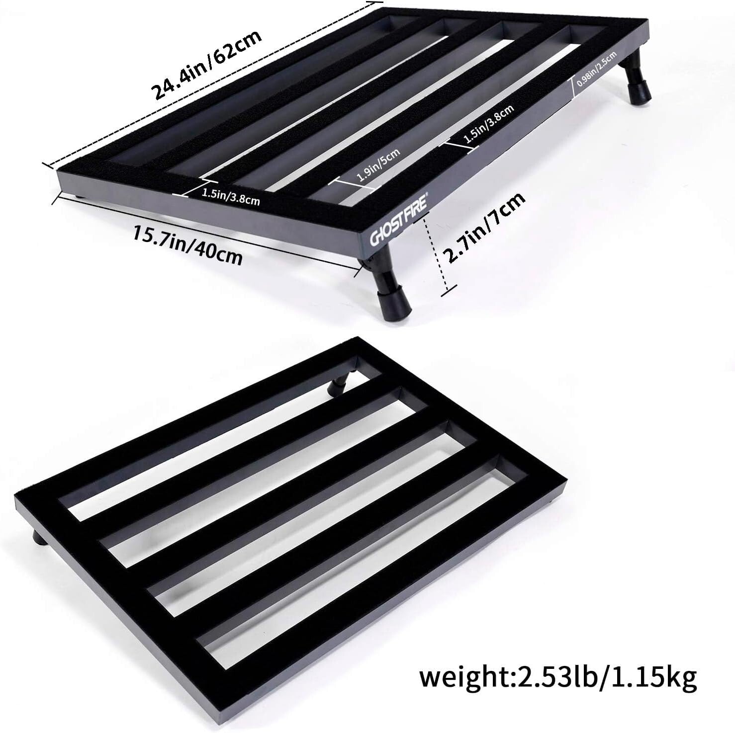 Ghost Fire Large Guitar Pedal Board - Lightweight, Durable with Side Pocket Bag