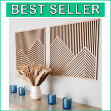 Load image into Gallery viewer, Versatile 2-Piece Mountain Wall Art with Oak Veneer Finish - Easy Install