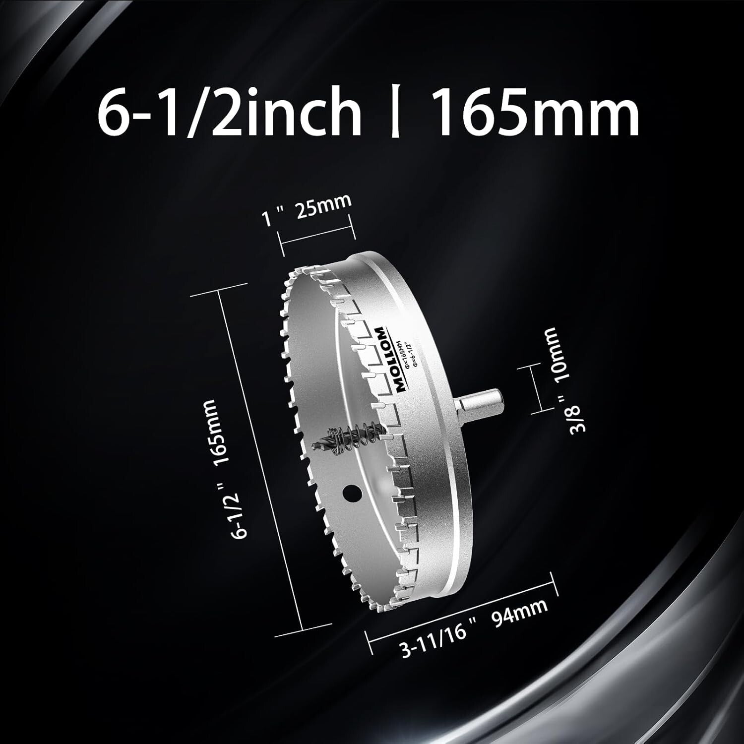 Carbide Hole Saw 165mm with Titanium Drill Bits - Perfect for Hard Metals