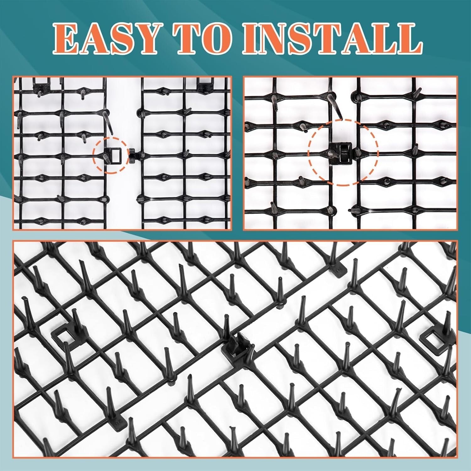 2-Piece 6.5ft Humane Cat Mat - Effective Spike Deterrent for Gardens & Surfaces