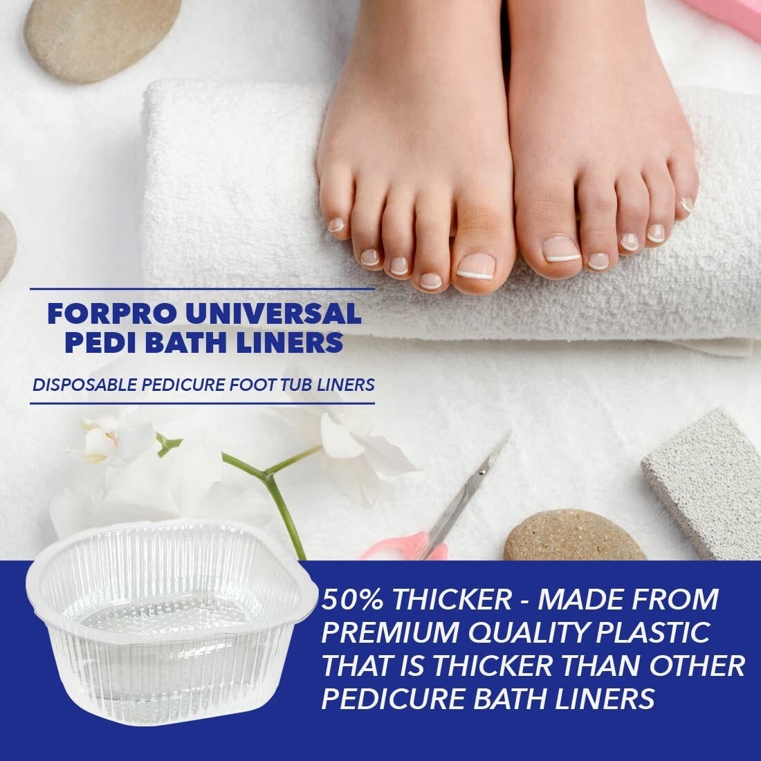50% Thicker Disposable Pedi Bath Liners - 100 Count for Ultimate Hygiene