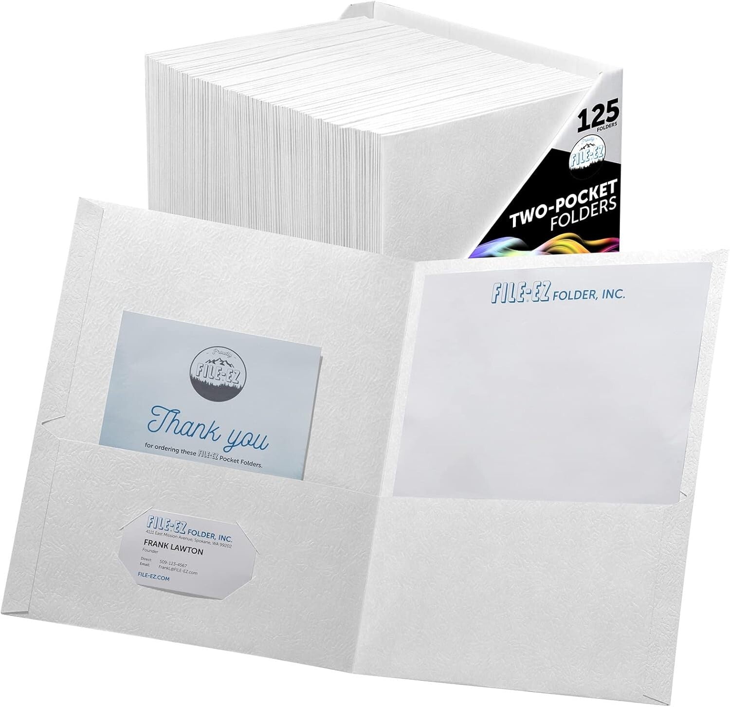 Durable White Two-Pocket Folder Pack of 125 - Effortless Document Organization