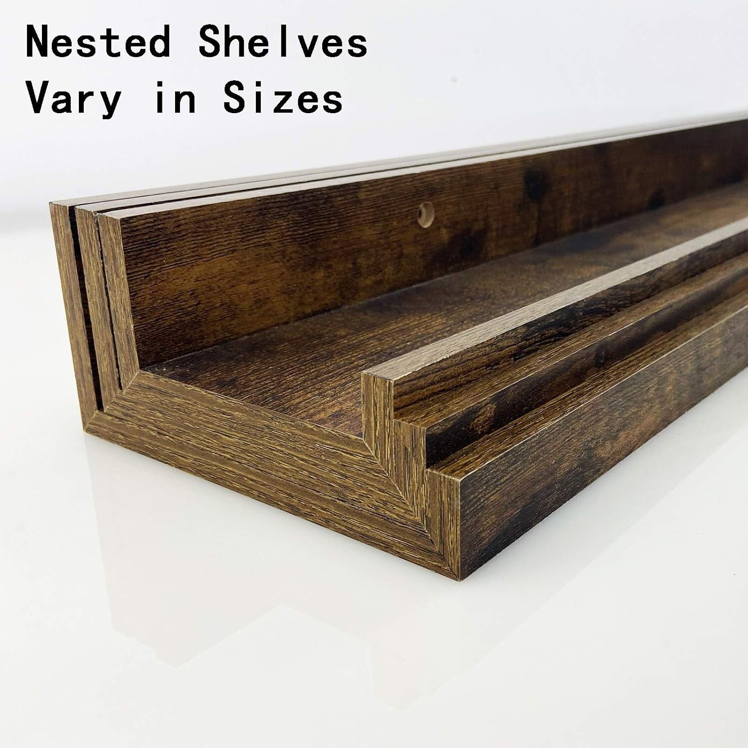 Sturdy Rustic Floating Shelves - Set of 3 for Wall Organization, 24 Inch Size