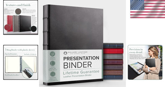 Elegant 3-Ring Binder with Plastic Sleeves - 10 Sheets, 1.25'' - Freeport Black