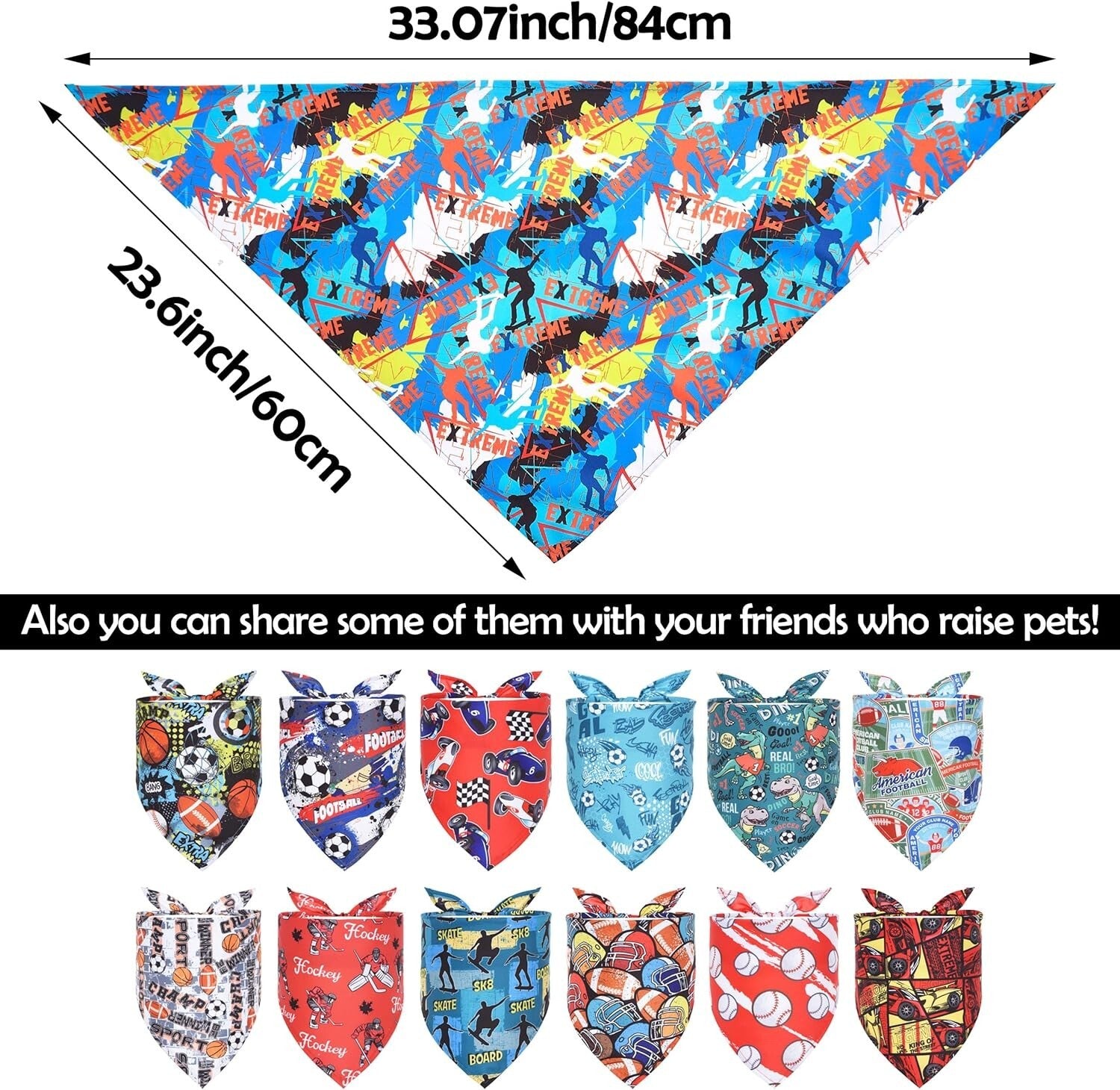 50PCS Sports-Themed Dog Bandanas for Large Breeds - Comfortable & Stylish