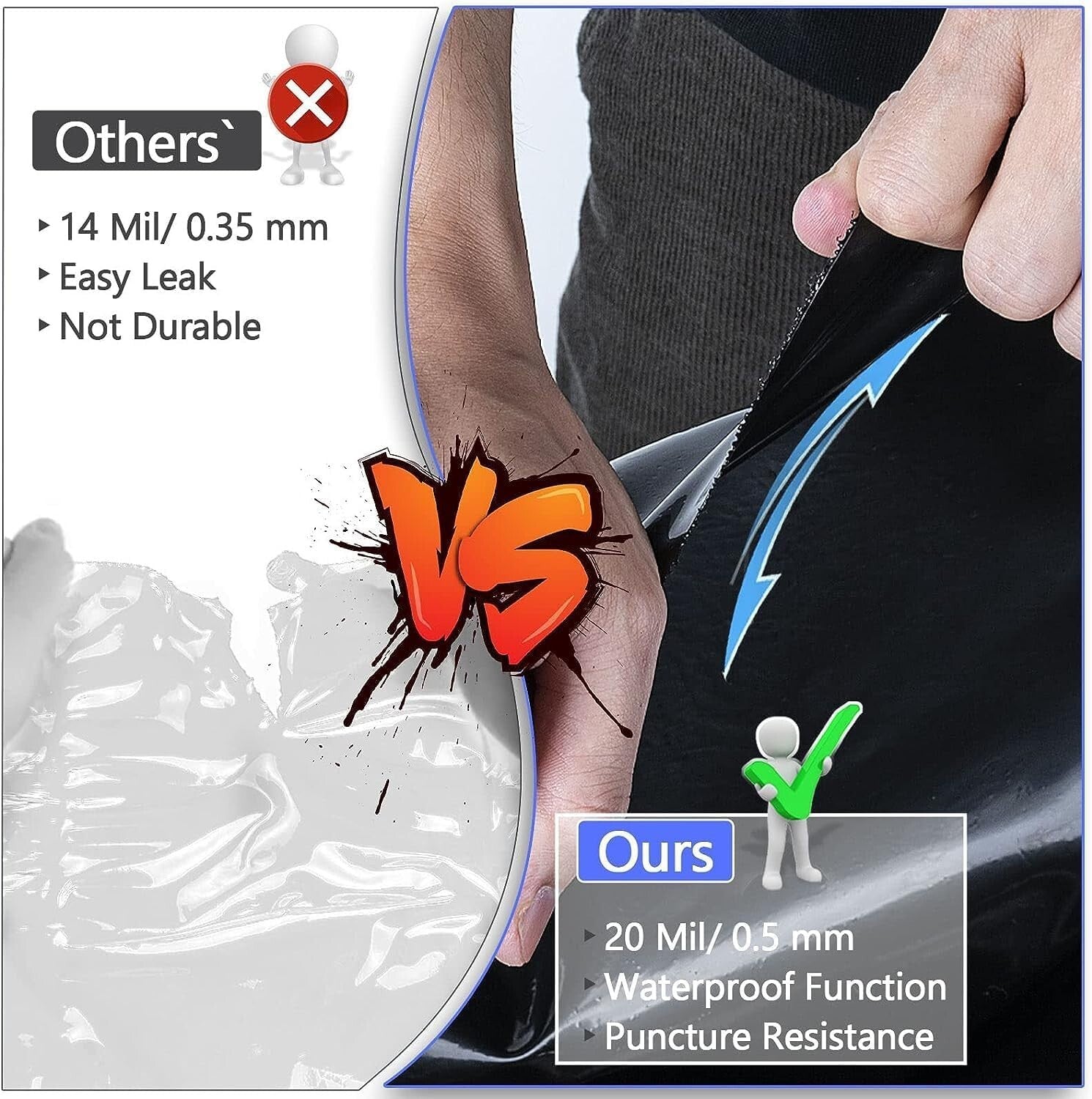 20 x 30 Ft HDPE Pond Liner - UV Resistant, Easy Cutting for Natural Ponds