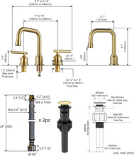 Load image into Gallery viewer, Modern Widespread 3-Hole Bathroom Faucet Set - Brushed Gold Finish, 2 Handles