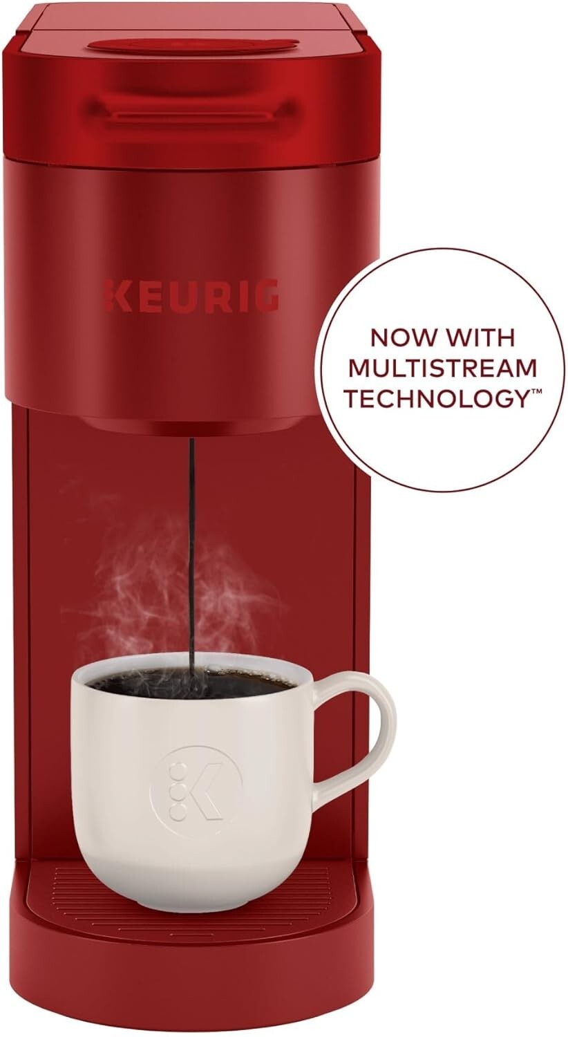 Fast Brewing Scarlet Red K-Slim Coffee Maker - Energy Efficient & Space-Saving