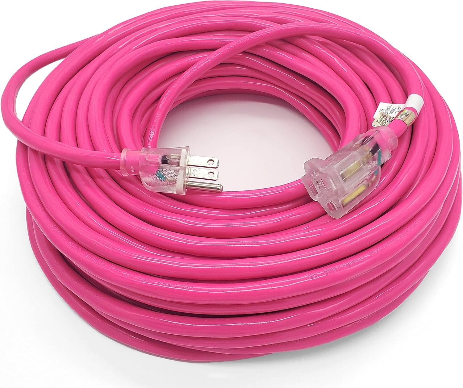 Durable 100 ft Pink 14 Gauge Extension Cord - Perfect for Appliances & Tools