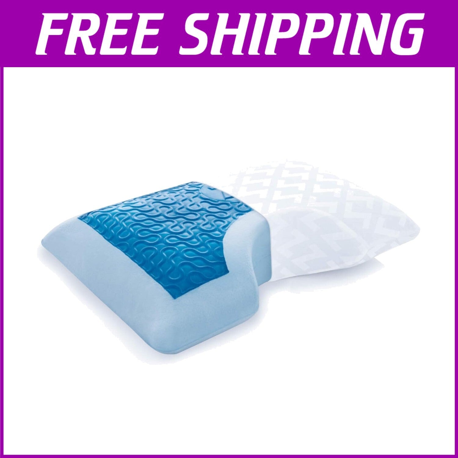 Premium Gel Memory Foam Side Sleeper Pillow with Shoulder Cutout - Queen Size