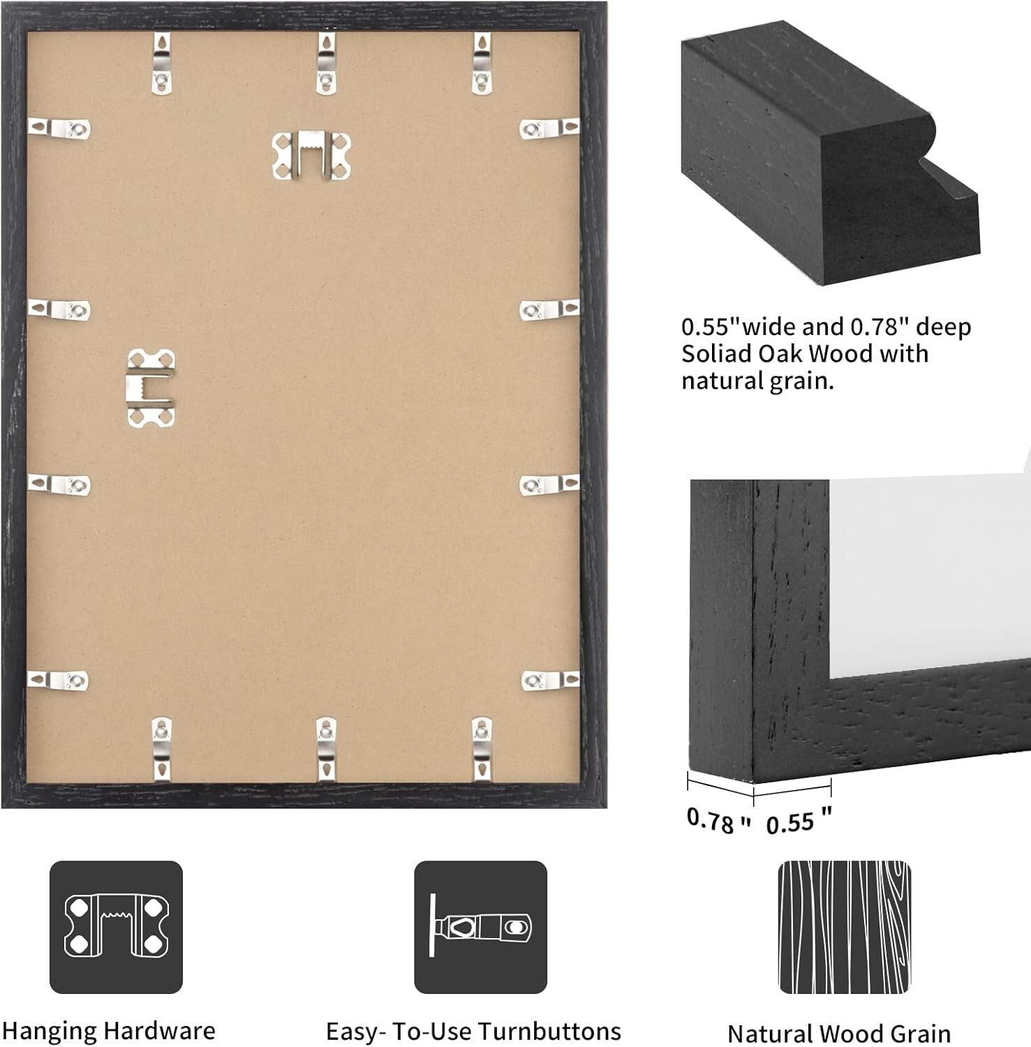 Gallery-Style 20x30 Black Oak Frame Set - Versatile Display for All Occasions