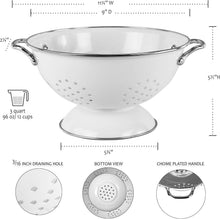 Load image into Gallery viewer, Art Deco 3 Quart Powder Coated Colander - Elegant Kitchen Essential in White