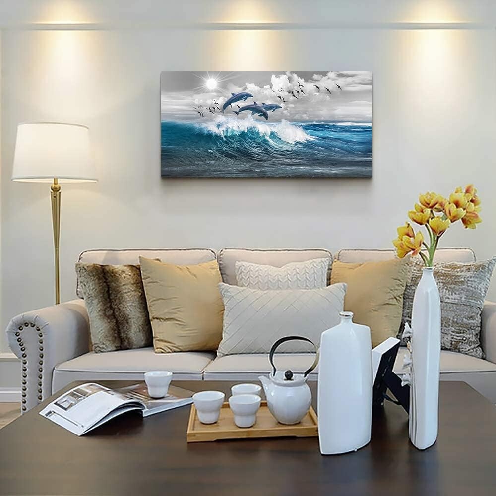 Elegant 40'' x 20'' Blue Sea Canvas Art - Perfect Wall Décor for Home or Office