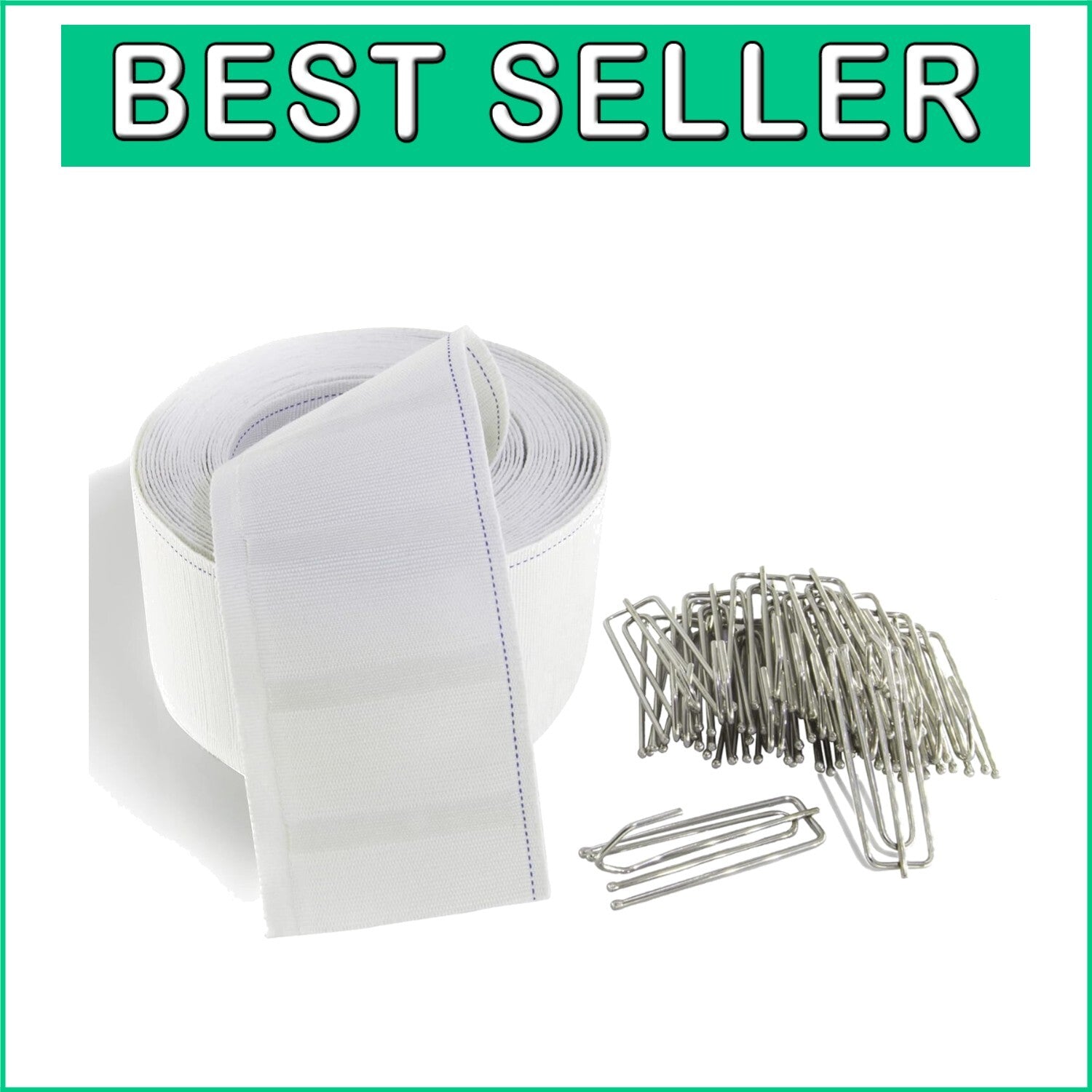 20 Yard Pleat Tape Set with 40 Stainless Steel Clips for Elegant Curtains