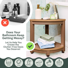 Load image into Gallery viewer, Modern Brown Waterproof Shower Stool with Adjustable Legs and Corner Shelf