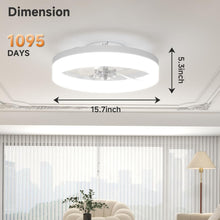 Load image into Gallery viewer, Quiet 15.7in Flush Mount Ceiling Fan with LED Light &amp; 6 Speed Remote Control