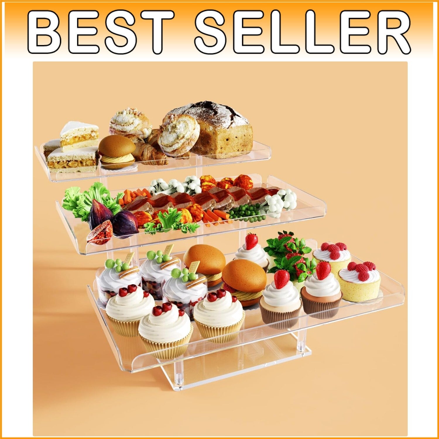 Acrylic Buffet Dessert Risers - 3-Tier Cake Stand for Tea Parties & More