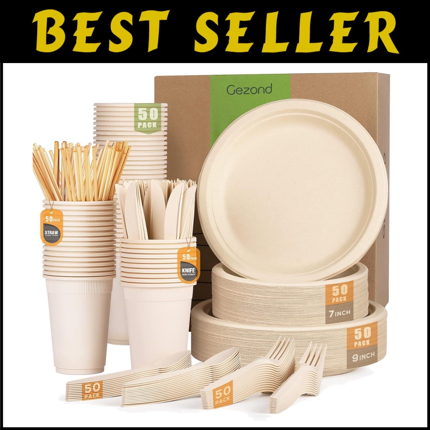 All-in-One Biodegradable Plates and Cutlery Set - Perfect for Weddings & Parties