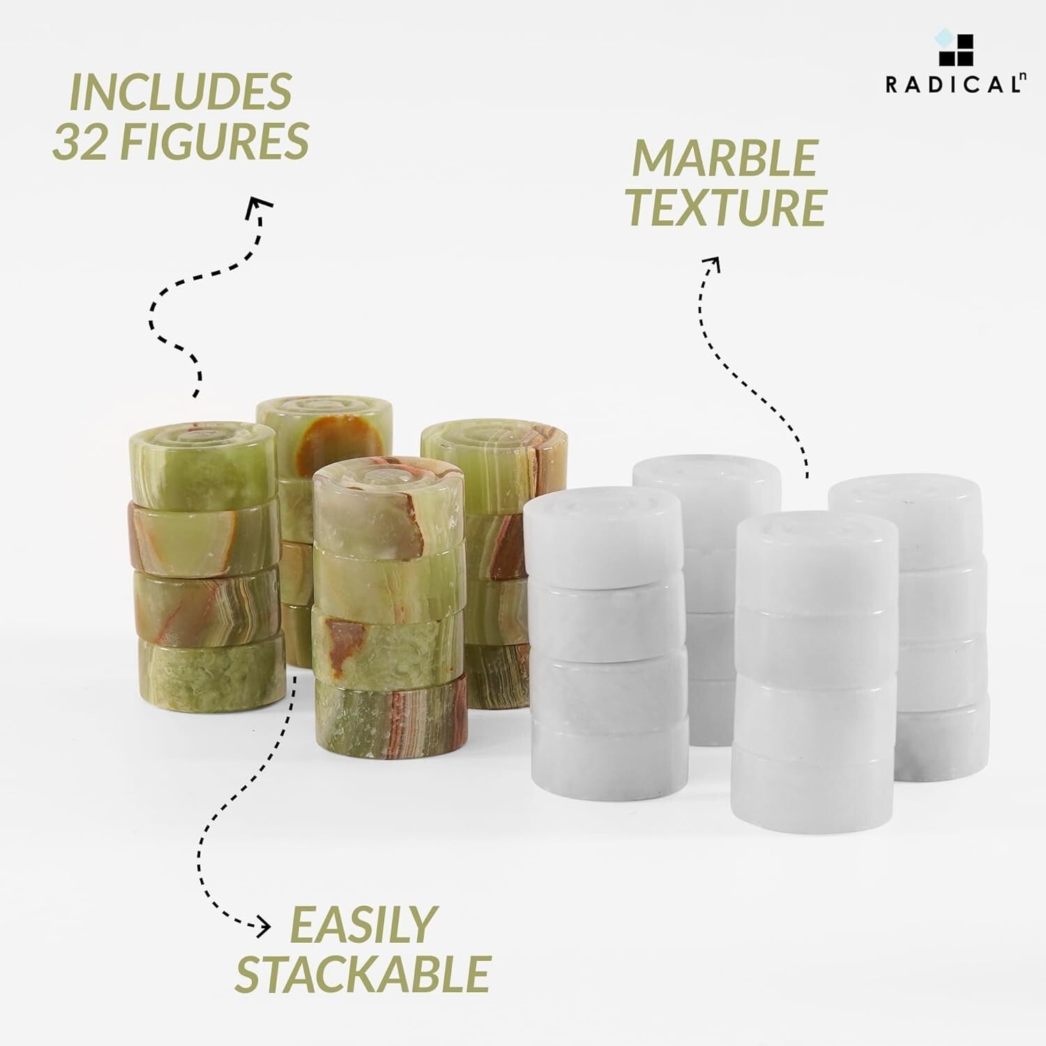 Elegant Onyx Marble Checkers Pieces - 1.25'' Handmade Luxury Game Accessories