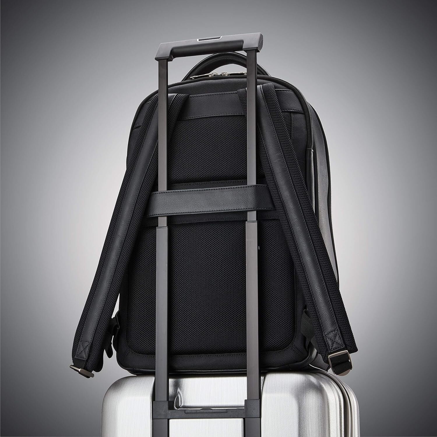 Classic Black Leather Laptop Backpack - Stylish & Spacious for Professionals