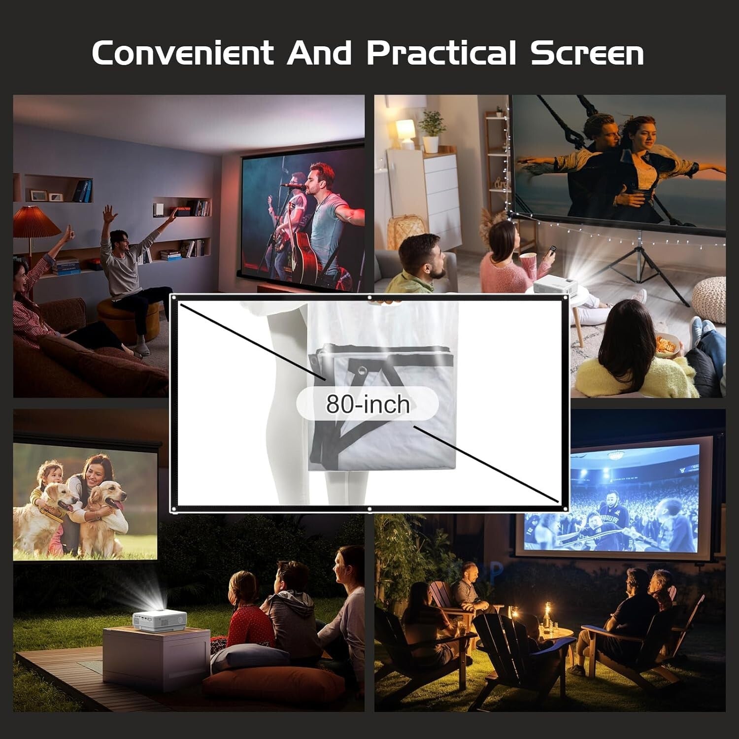Elegant Home Movie Projector with Crisp 1080P Images & Bluetooth Speakers