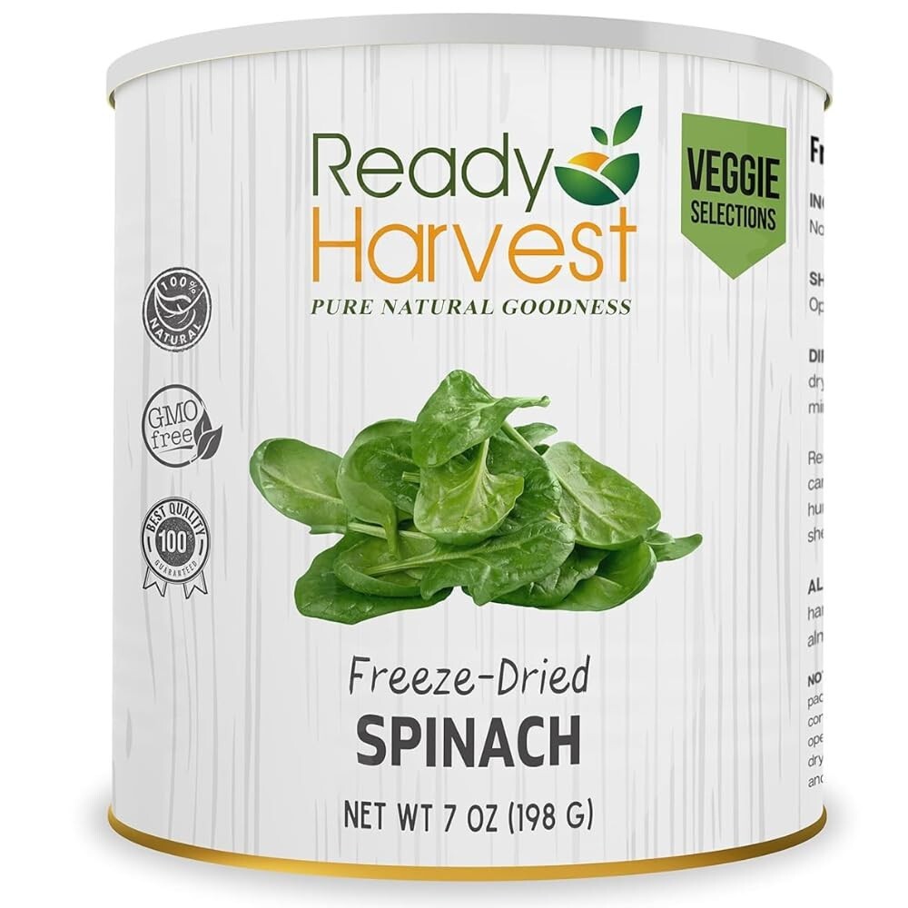 25-Year Shelf Life Freeze-Dried Spinach - Perfect for Camping & Survival Kits