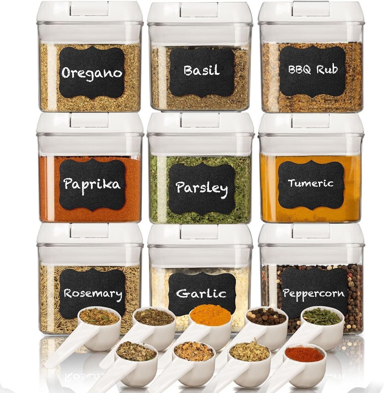 9 PC Kitchen Organization Set - Airtight Food Containers with Spoons - 2.1 Cups