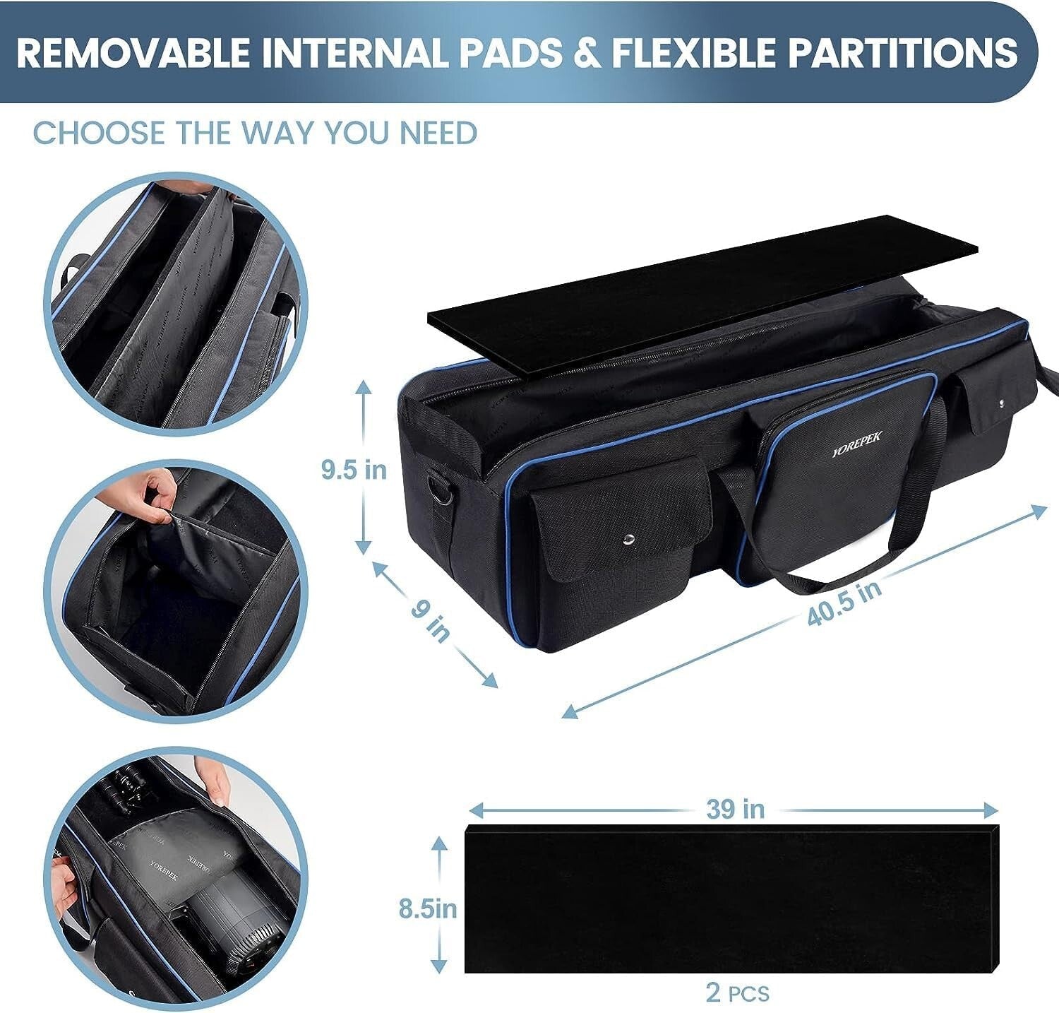 40.5" Tripod Carrying Case - Waterproof Light Stand Bag with Protective Pads