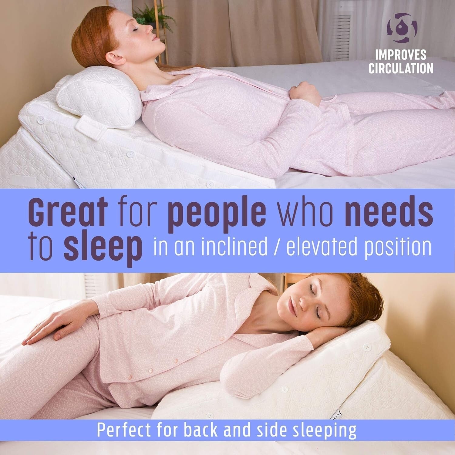 Breathable Large Wedge Pillow with Adjustable Head Support - Smart Recovery Aid