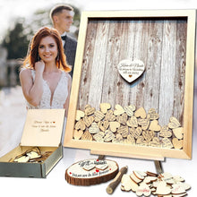 Load image into Gallery viewer, Unique Wooden Guest Book with Hearts &amp; Stand - Perfect for Weddings &amp; Parties