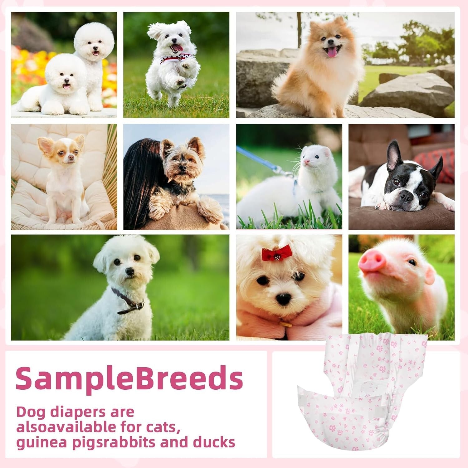 Comfortable Pink Disposable Dog Diapers for Female Dogs - 360° Leak Protection