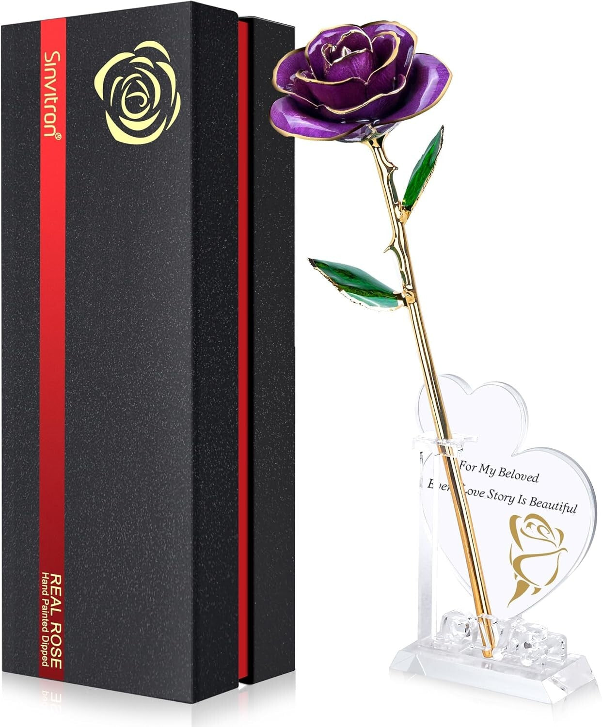 Forever Lasting 24K Gold-Plated Rose with Crystal Stand - Unique Gift Idea