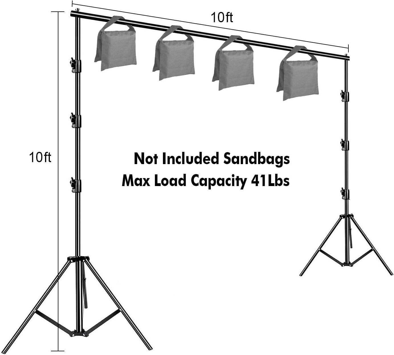 All-in-One 10x10Ft Heavy Duty Adjustable Backdrop Support System with Carry Bag