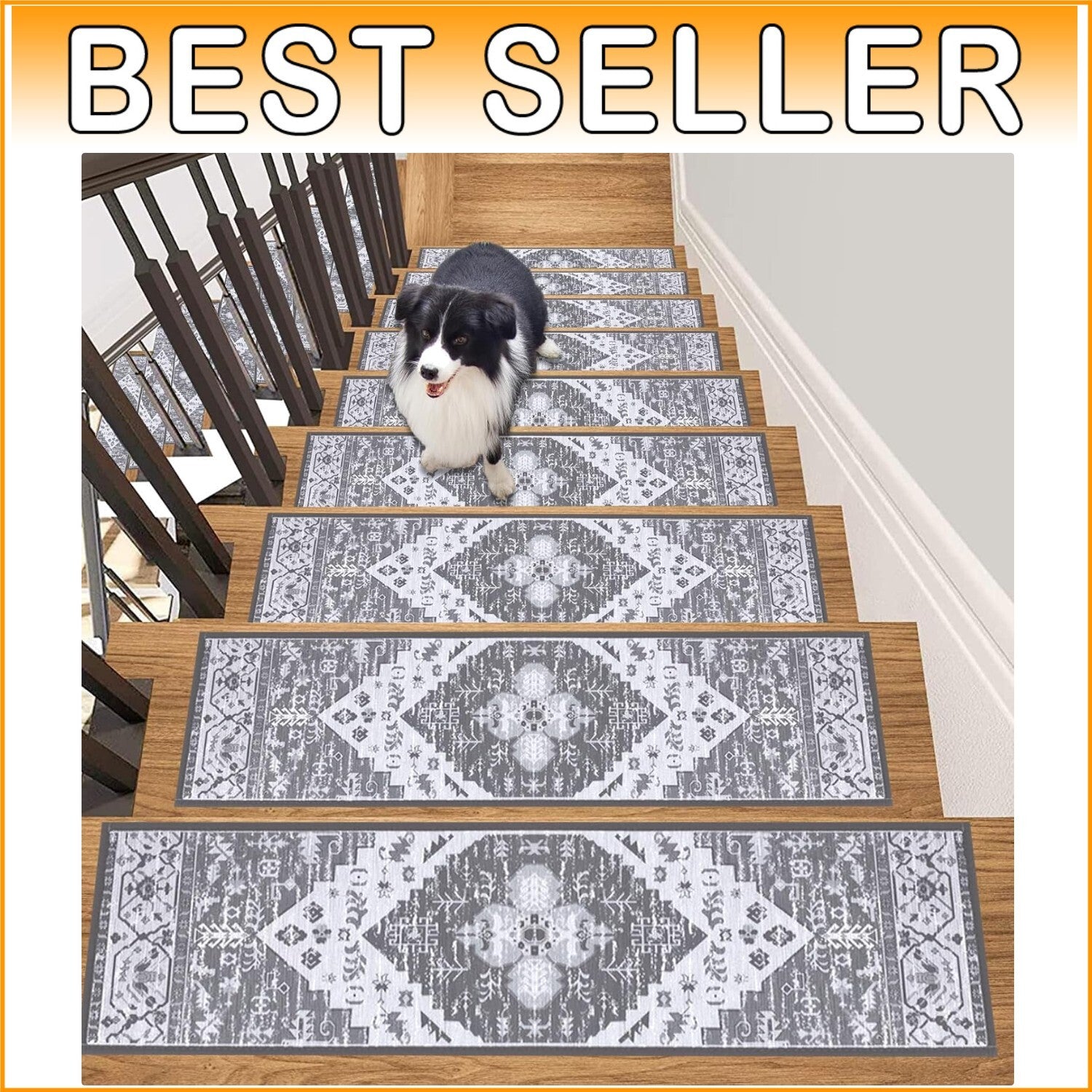 15-Pack Non-Slip Self-Adhesive Stair Treads - Safe Chenille Carpets for Kids